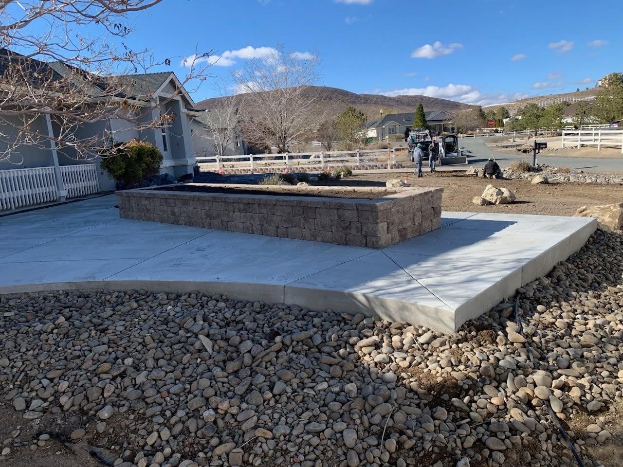 Concrete Pad & Block Planter