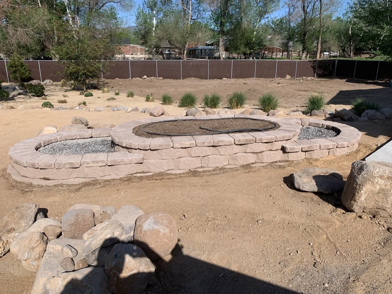Stacked-Stone Fire Pit Feature